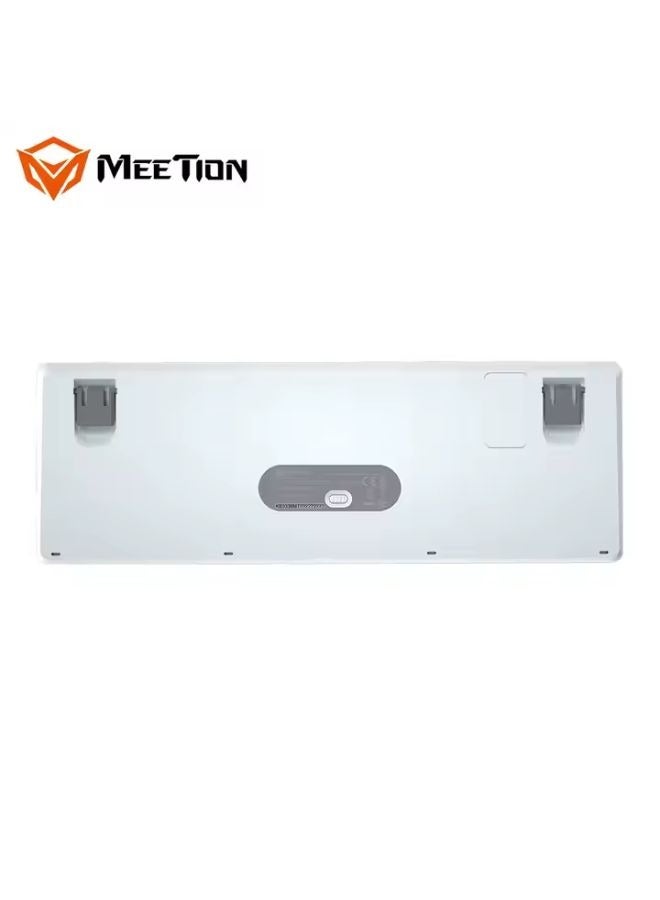 Meetion MK005BT 60% Gaming Keyboard Wireless Keybroad 12 Multimedia Shortcuts Keys Bluetooth Keybroad With True Mechanical Fixed Shaft LED Backlight Brightness Adjustable Anti-Ghosting Mechanical Keyboard For Windows And Mac White