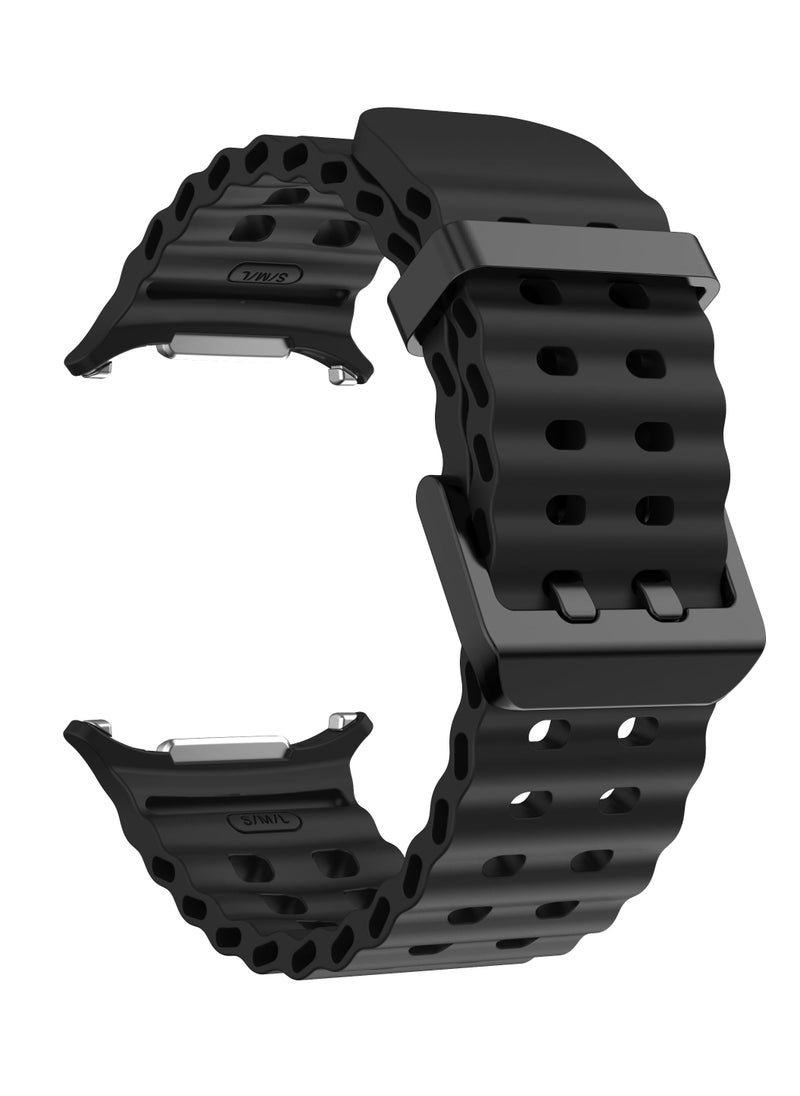 Generic - Compatible with Samsung Galaxy Watch 7 Ultra 47mm Band, Soft Sport Silicone Breathable Strap Watch Bands Men Women (Black) - Image 1