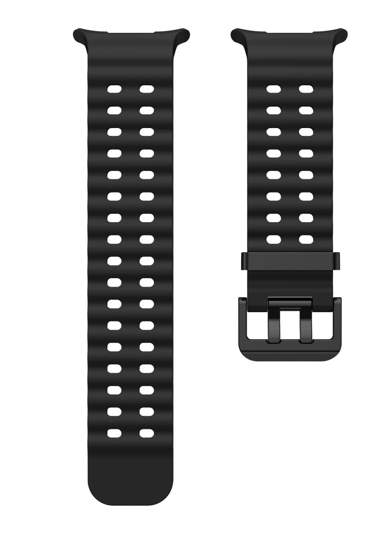 Generic - Compatible with Samsung Galaxy Watch 7 Ultra 47mm Band, Soft Sport Silicone Breathable Strap Watch Bands Men Women (Black) - Image 1