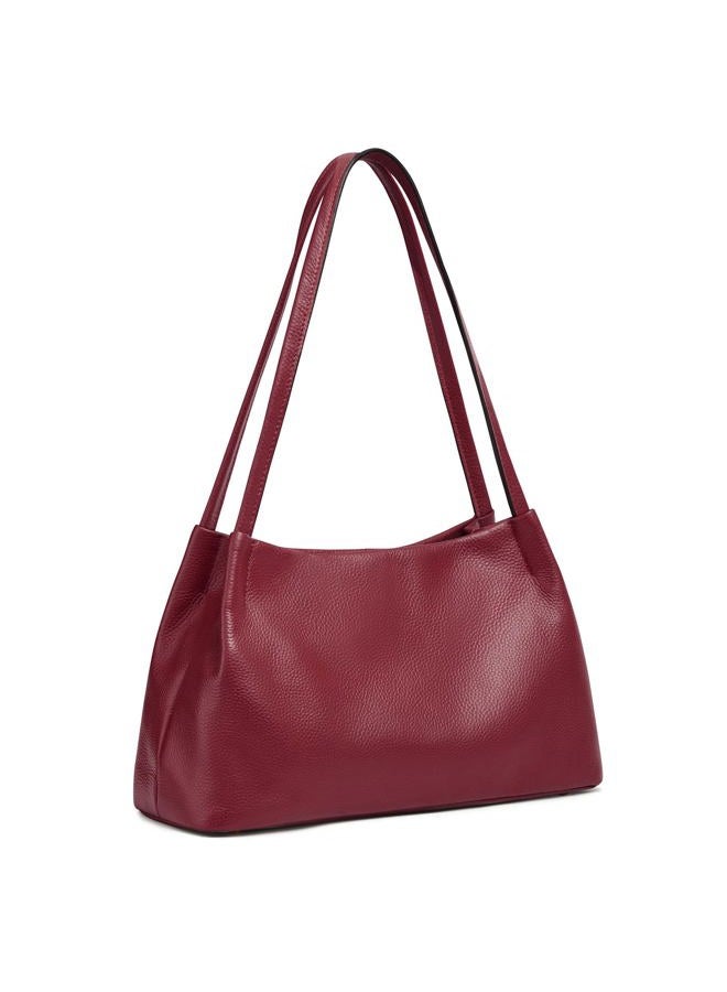 Kattee Leather Purses and Handbags for Women, Soft Genuine Leather Shoulder Hobo Bags with Top Magnetic Snap Closure Red - Image 1