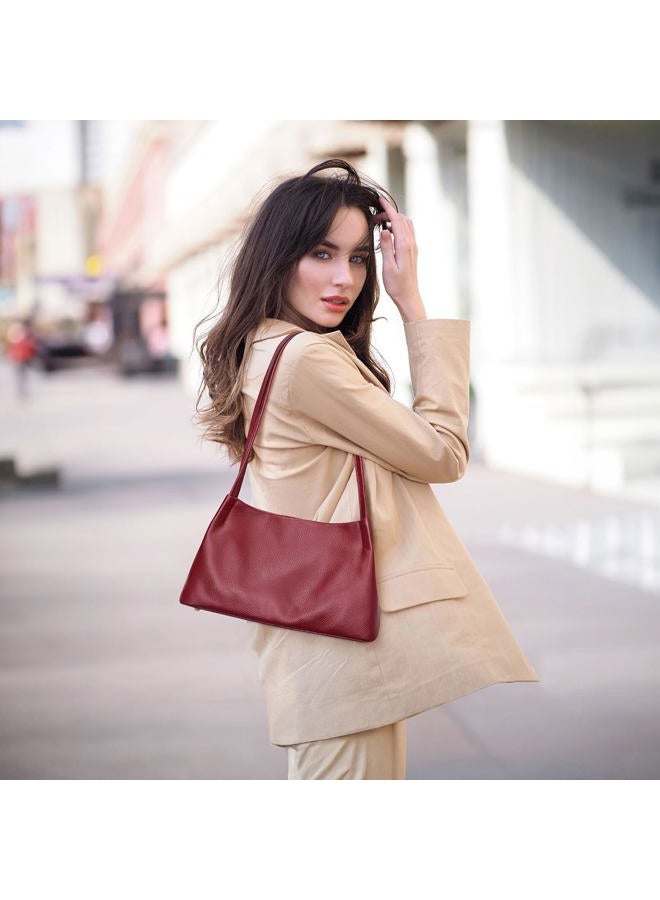 Kattee Leather Purses and Handbags for Women, Soft Genuine Leather Shoulder Hobo Bags with Top Magnetic Snap Closure Red - Image 3