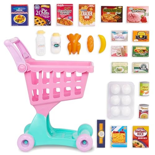 Battat Play Circle Shopping Cart Toy Food Play Kitchen for Toddlers Pretend Play Shopping Day Grocery Cart 2 Years - Image 1