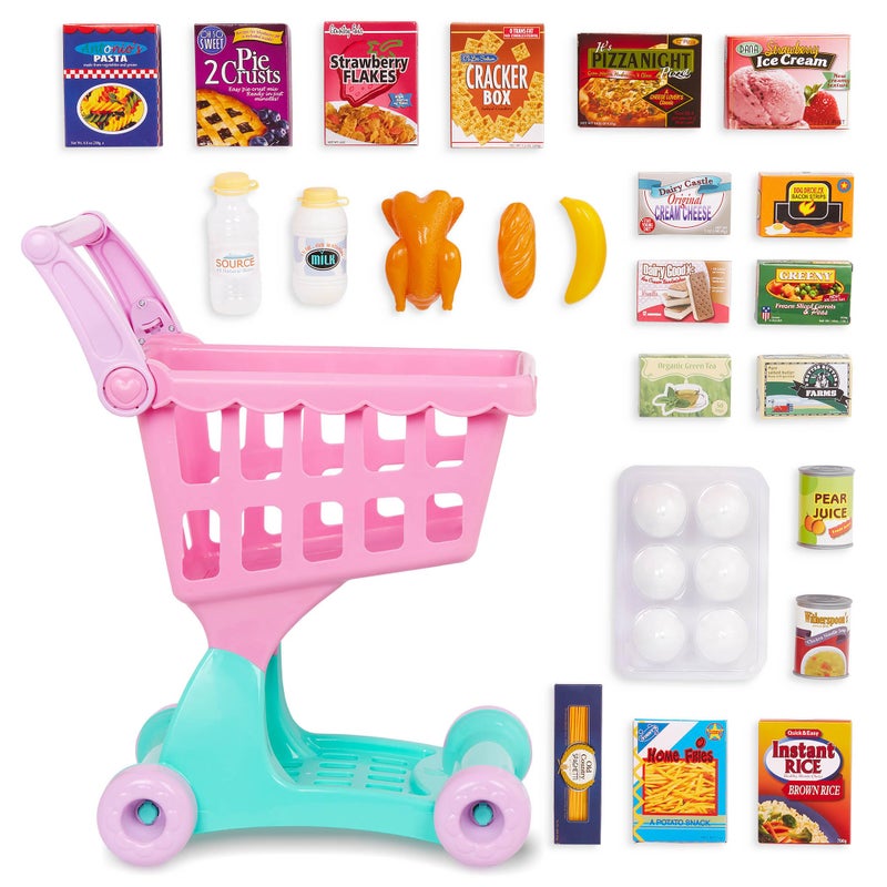 Battat Play Circle Shopping Cart Toy Food Play Kitchen for Toddlers Pretend Play Shopping Day Grocery Cart 2 Years - Image 2