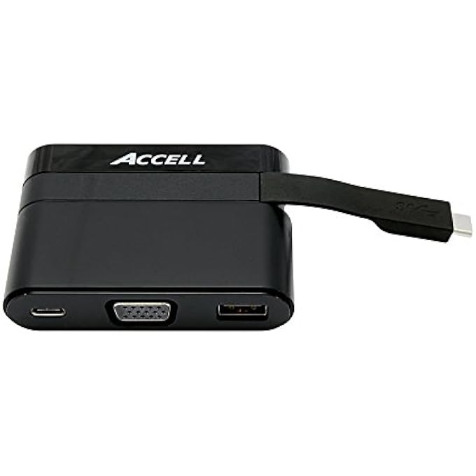 ACCEL U205B-001B USB-C PORTABLE DOCK - VGA, USB-A 3.0, USB-C CHARGING PORT 3AMP - COMPATIBLE WITH THUNDERBOLT 3, MACBOOK PRO 2016, MACBOOK RETINA, CHROMEBOOK PIXEL 2015 , BLACK - Image 1