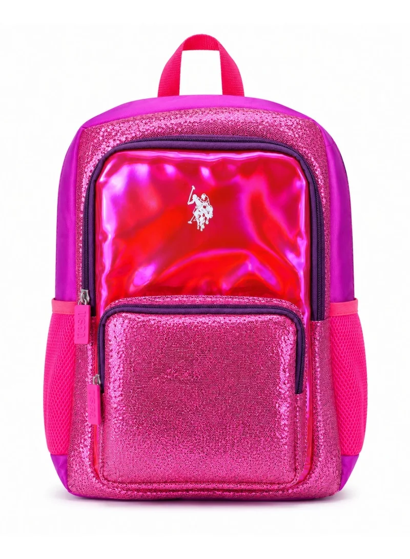 U.S. Polo Assn. U.S. Polo Assn. Classic Berry Pink Statement Logo Backpack for School and Office MultiCompartment Bag for Campus