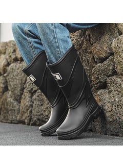 Generic Stylish Mens Rain Boots Waterproof Non-slip Black 