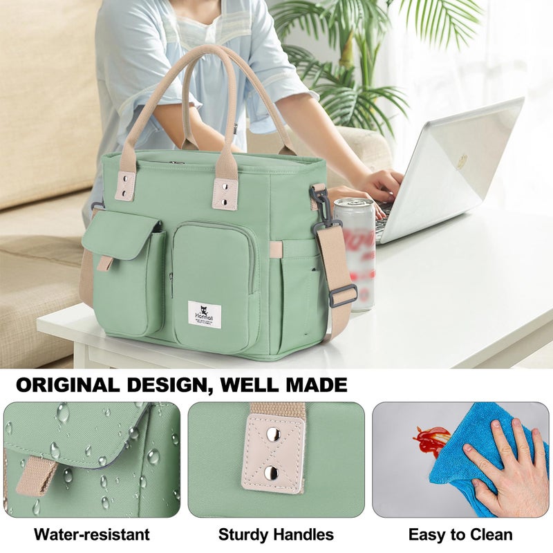 Hafmall Large Insulated Lunch Bag for Women, Leakproof Lunch Box for Men, Wide Opening Lunch Tote Bag with Shoulder Strap, Reusable Adult Lunch Bag For Work, Picnic, Green - Image 5