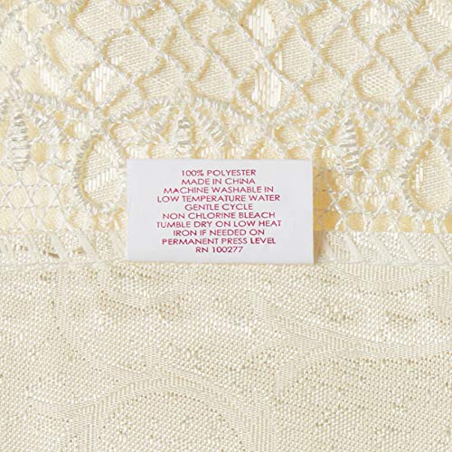 Violet Linen Imperial Embroidered Vintage Lace Design 70" X 140" Oblong/Rectangle Tablecloth in White - Image 4