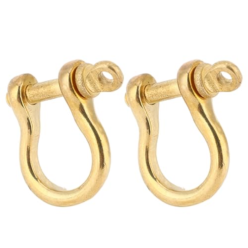 Hztyyier 2Pcs D-Ring Shackle Pure Brass Screw Pin Anchor Shackle Bow Shackle U Type Fob, 10mm - Image 2