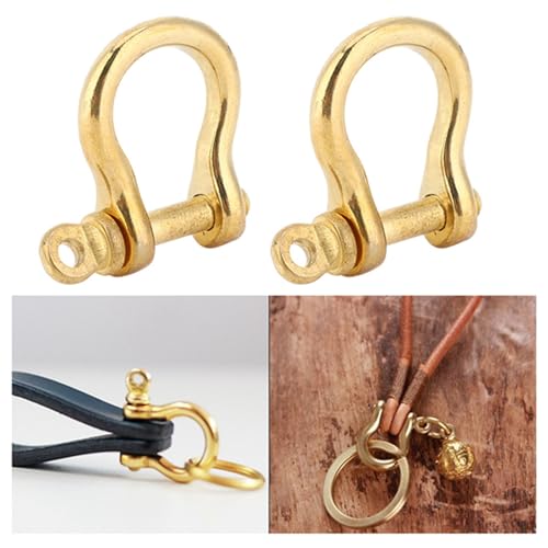 Hztyyier 2Pcs D-Ring Shackle Pure Brass Screw Pin Anchor Shackle Bow Shackle U Type Fob, 10mm - Image 5