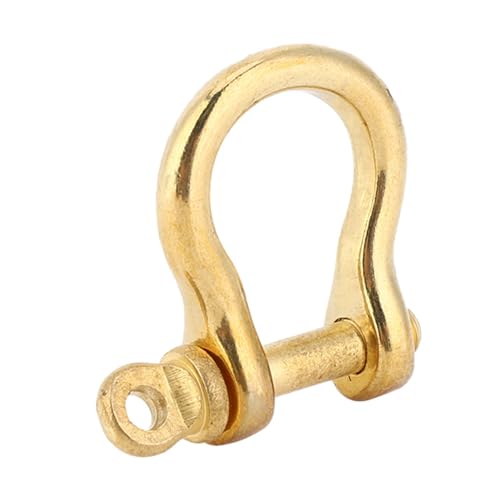 Hztyyier 2Pcs D-Ring Shackle Pure Brass Screw Pin Anchor Shackle Bow Shackle U Type Fob, 10mm - Image 3