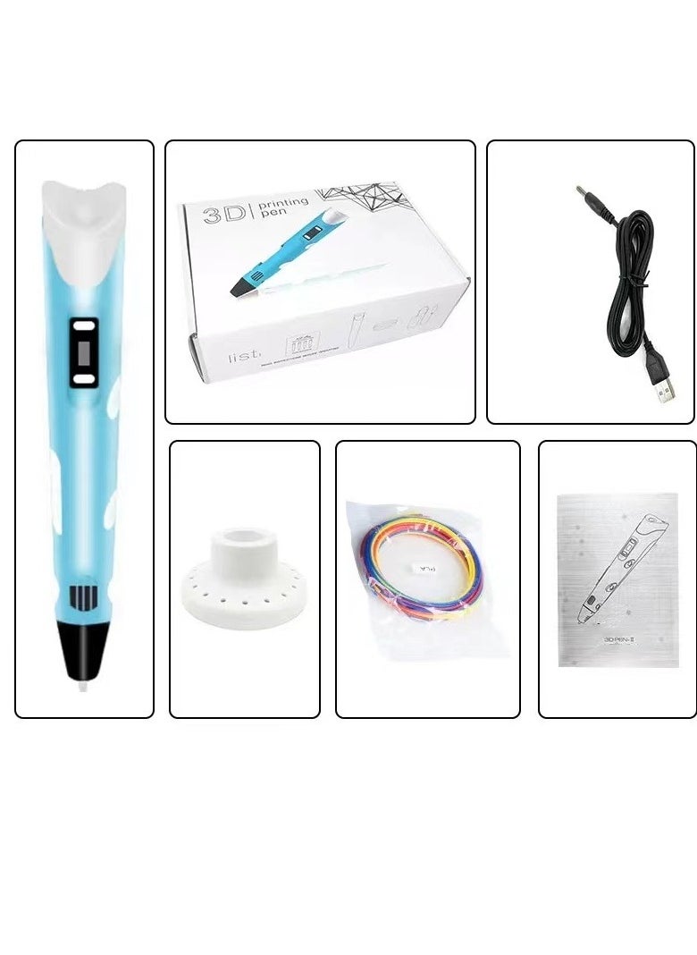 3D printing pen with display - includes 3D pen, PLA filaments in multiple introductory colors, template book + charger, unleashing children's graffiti nature