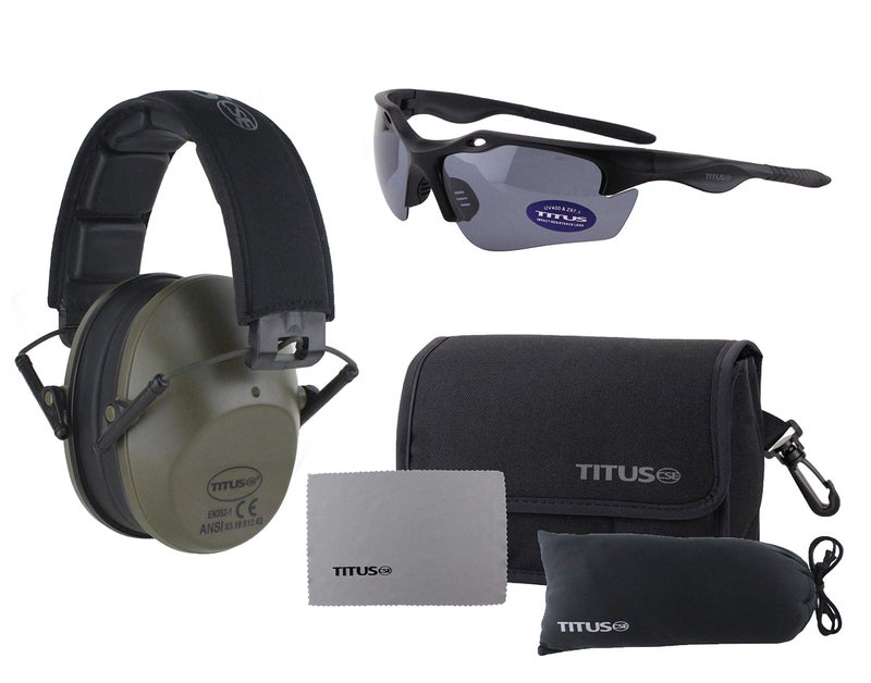 TITUS Slimline Earmuffs 34 NRR G18 Polarized Sculpt Z871 Safety Glasses Combos - Image 2