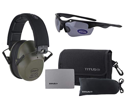TITUS Slimline Earmuffs 34 NRR G18 Polarized Sculpt Z871 Safety Glasses Combos - Image 1