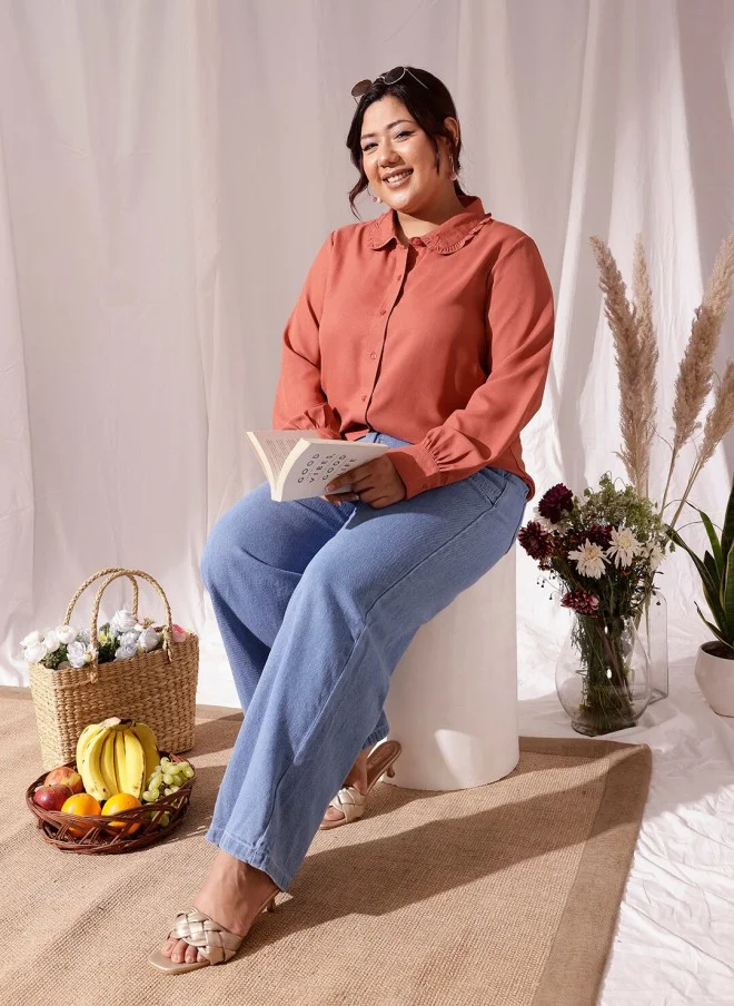 CURVY STREET Rust Casual Shirt for Women
