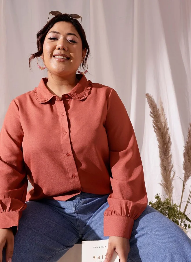 CURVY STREET Rust Casual Shirt for Women