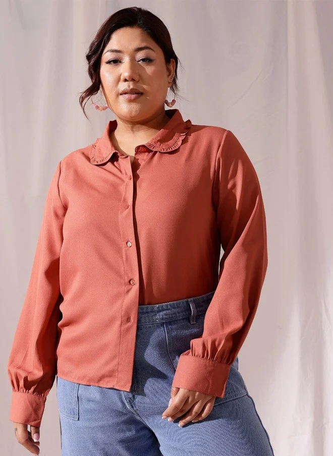 CURVY STREET Rust Casual Shirt for Women