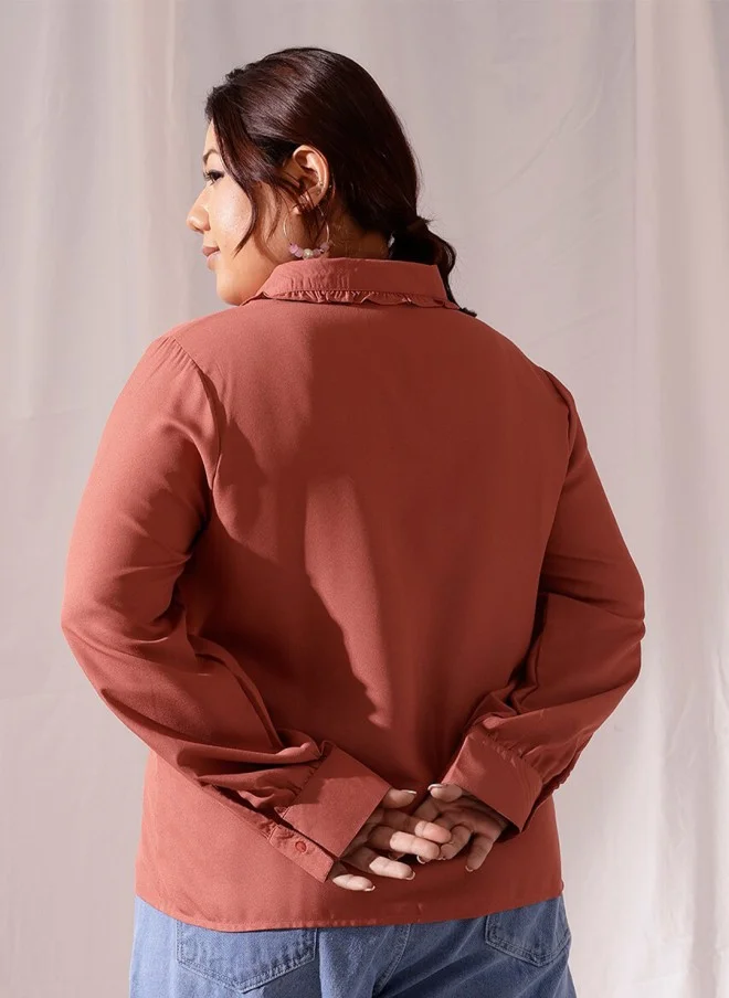 CURVY STREET Rust Casual Shirt for Women