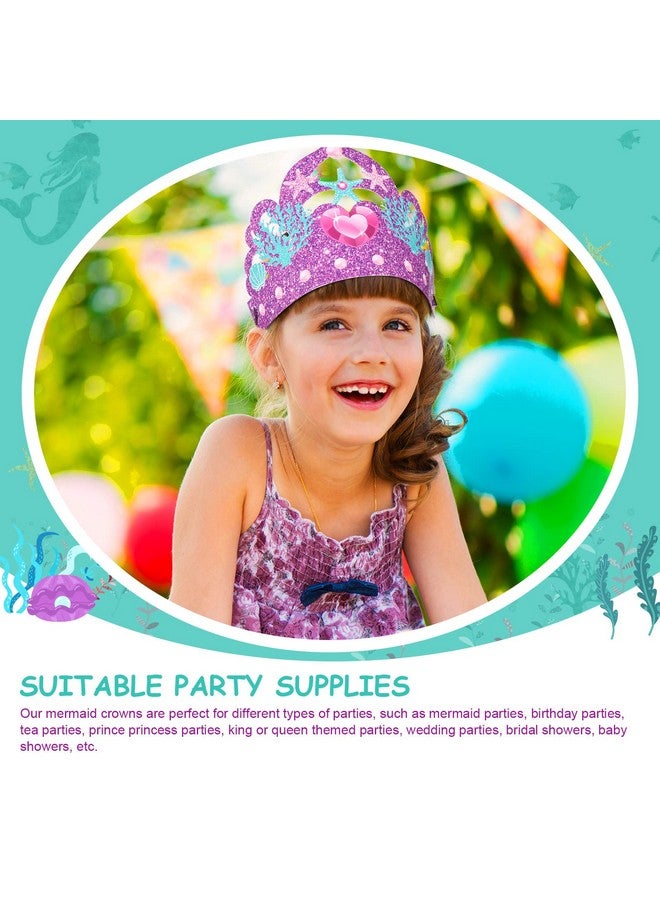Fumete 16 Pack Mermaid Party Hats Kids Mermaid Paper Crown Colorful Mermaid Birthday Decorations Under The Sea Party Hats With Headbands For Girls Sea Ocean Mermaid Party Decorations 4 Styles - Image 5