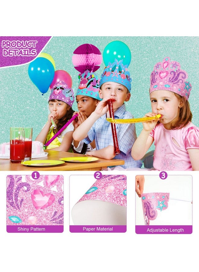 Fumete 16 Pack Mermaid Party Hats Kids Mermaid Paper Crown Colorful Mermaid Birthday Decorations Under The Sea Party Hats With Headbands For Girls Sea Ocean Mermaid Party Decorations 4 Styles - Image 3