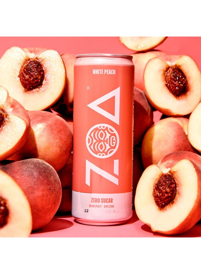 ZOA ZOA Zero Sugar Energy Drinks - White Peach | Healthy Energy Formula with Natural Caffeine, Daily Vitamin C, Essential B-Vitamins | Gluten-Free, Keto Friendly | 12 Ounce Cans (Pack Of 12) - Image 4
