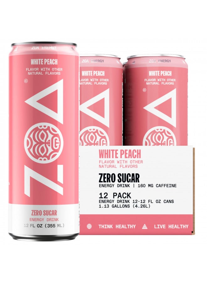 ZOA ZOA Zero Sugar Energy Drinks - White Peach | Healthy Energy Formula with Natural Caffeine, Daily Vitamin C, Essential B-Vitamins | Gluten-Free, Keto Friendly | 12 Ounce Cans (Pack Of 12) - Image 2