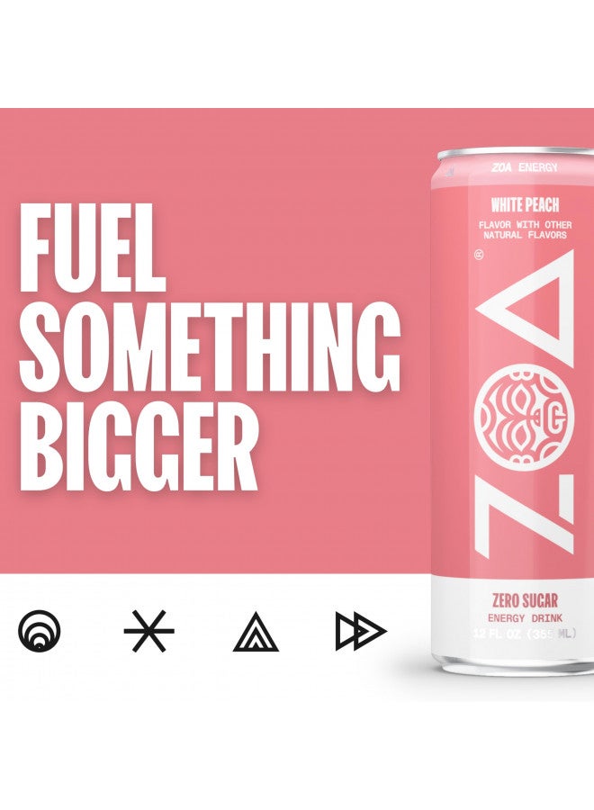 ZOA ZOA Zero Sugar Energy Drinks - White Peach | Healthy Energy Formula with Natural Caffeine, Daily Vitamin C, Essential B-Vitamins | Gluten-Free, Keto Friendly | 12 Ounce Cans (Pack Of 12) - Image 5