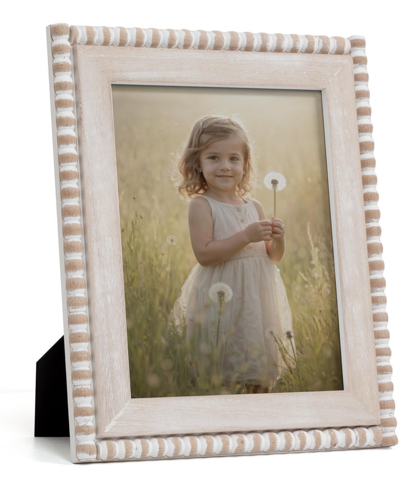 Afuly 10x8 Wood Picture Frame Rustic Wooden Beads Photo Frame - Image 1