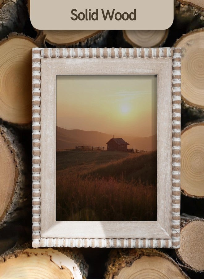 Afuly 10x8 Wood Picture Frame Rustic Wooden Beads Photo Frame - Image 3