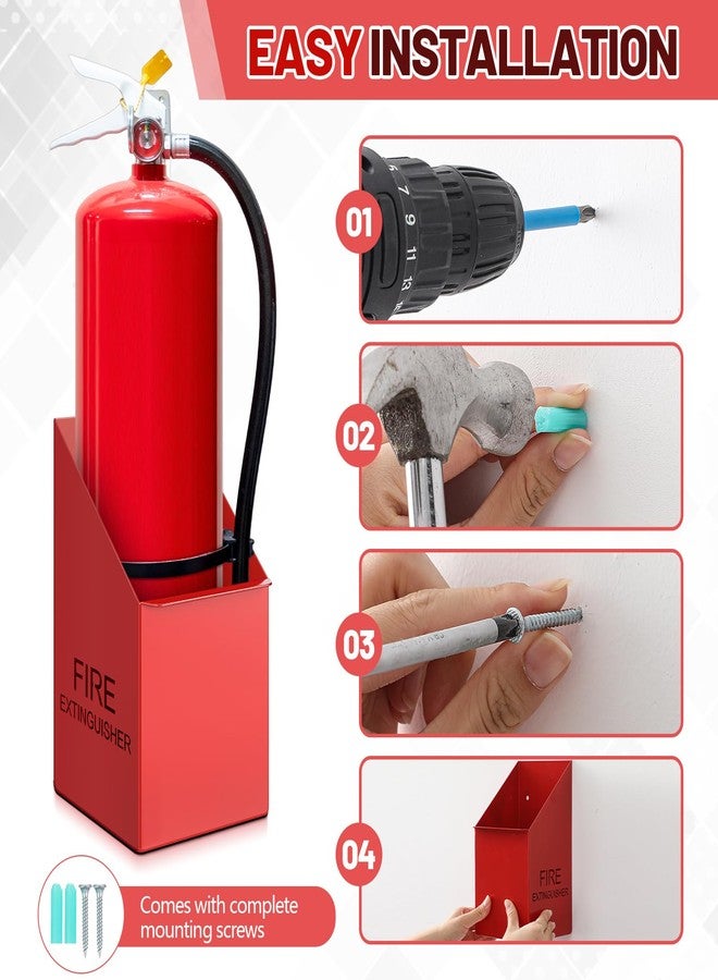 Pelopy Fire Extinguisher Mount Wall Hook Bracket Include Screws, Fit 5lb Extinguishers, Easy to Install, Red Fire Extinguisher Holder for School Garage Vehicle Boat Truck Home Use - Image 4