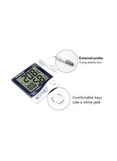 KONVIO KONVIO HTC02 Room Temperature with Humidity Meter and Plastic Digital Clock with Alarmand Sensor Cable Wall Mount or Table Top  - Image 5