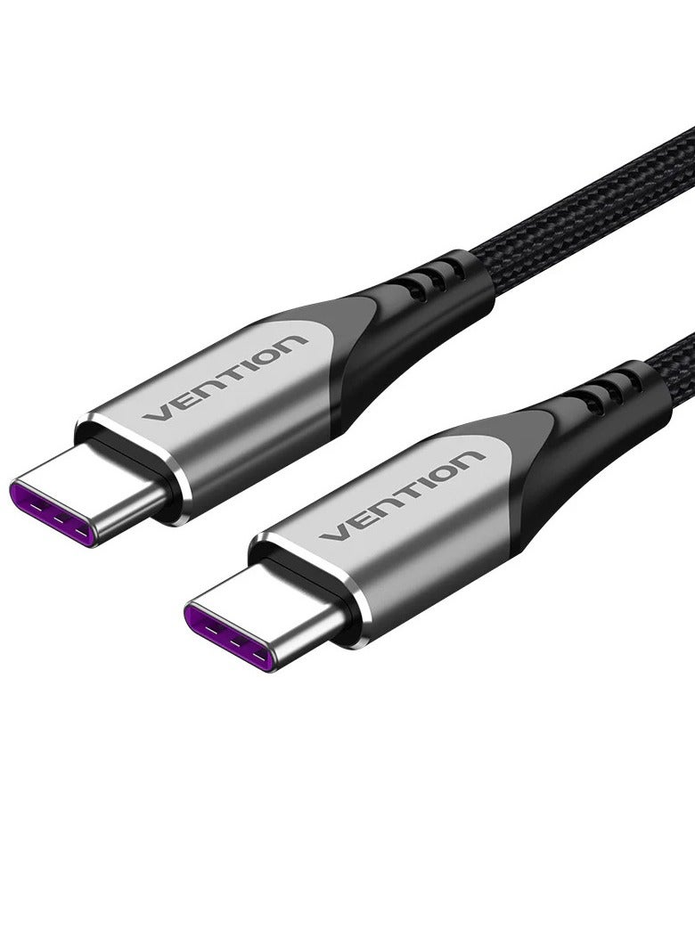 Vention USB C to USB C 2.0 Cable 0.5M, 100W 5A PD Fast Charging Nylon Braided Type-C Cable with E-Marker Chip, 480Mbps, Aluminum Alloy Compatible with MacBook, iPad Pro, Galaxy, Pixel