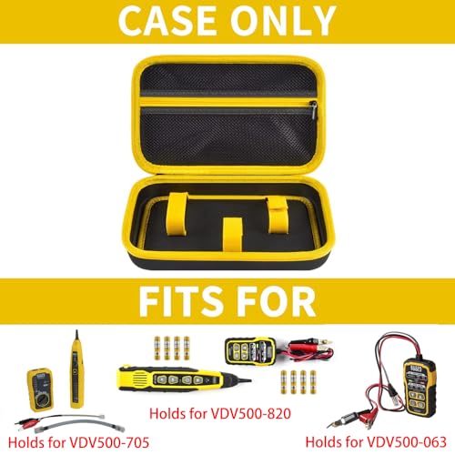 casmilee Case for Klein Tools VDV500-705/VDV500-820/VDV500-063 Wire Tracer Tone Generator & Probe Kit Continuity Tester, Universal Storage Bag for Ethernet, Telephone, Speaker, Coax, Video, Cable Toner -Yellow - Image 2