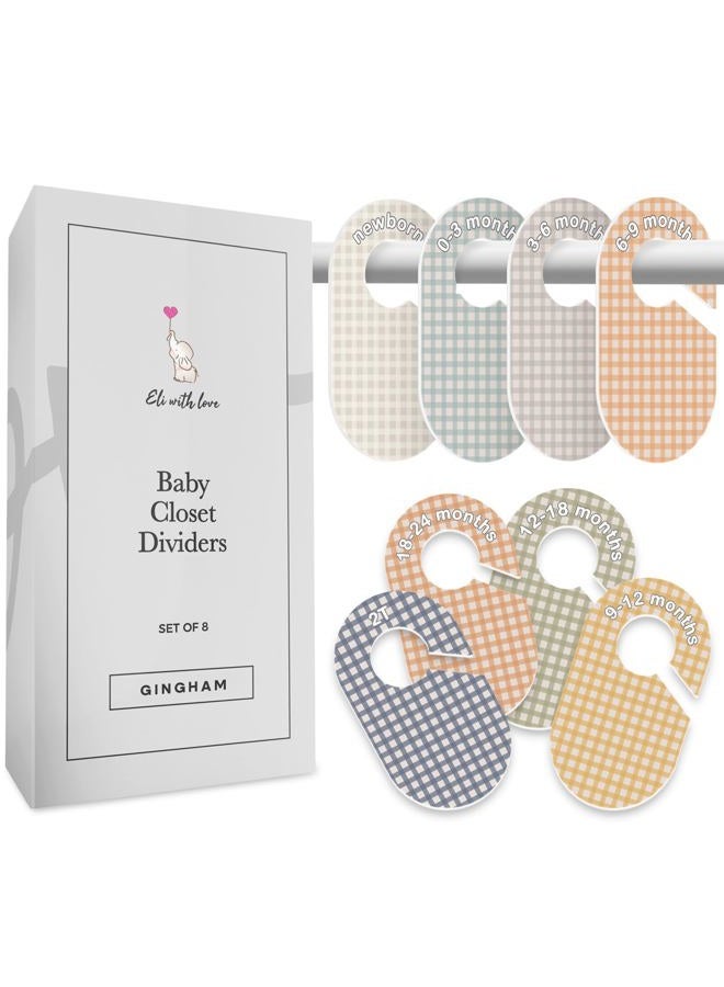 Eli with Love Baby Closet Dividers (Gingham) - Ideal Baby Clothes Dividers – Organize Nursery Closet Hangers by Size/Age - Image 1