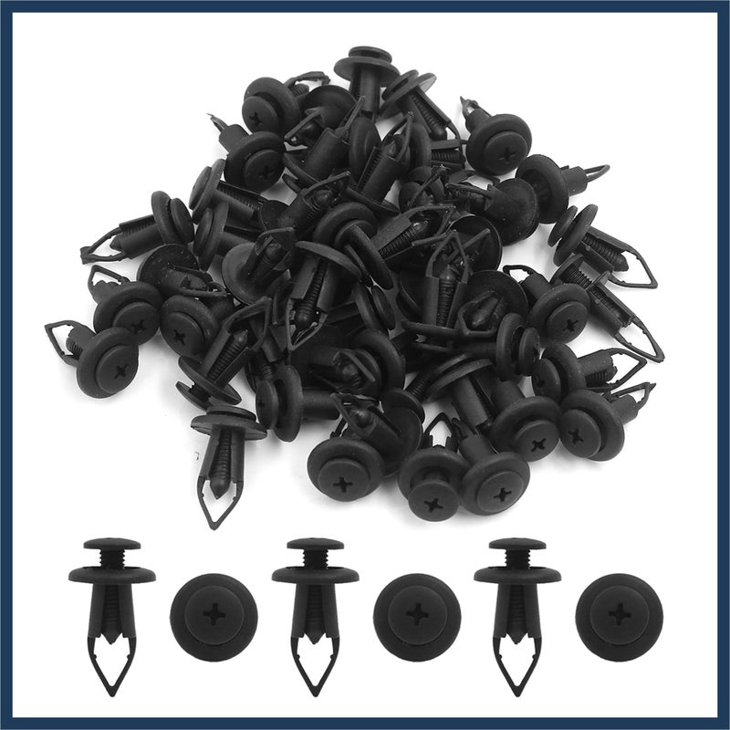 VekAuto 50Pcs Black Plastic Rivet Push-Type Expansion Screw Fastener Clips 9mm for Car Auto Accessories - Image 2
