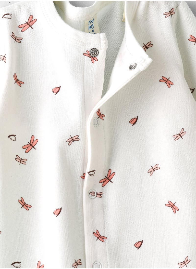 Tiny Hug Girls' Dragonfly Print Long Sleeve Onesie with Ruffle Details  - Image 3