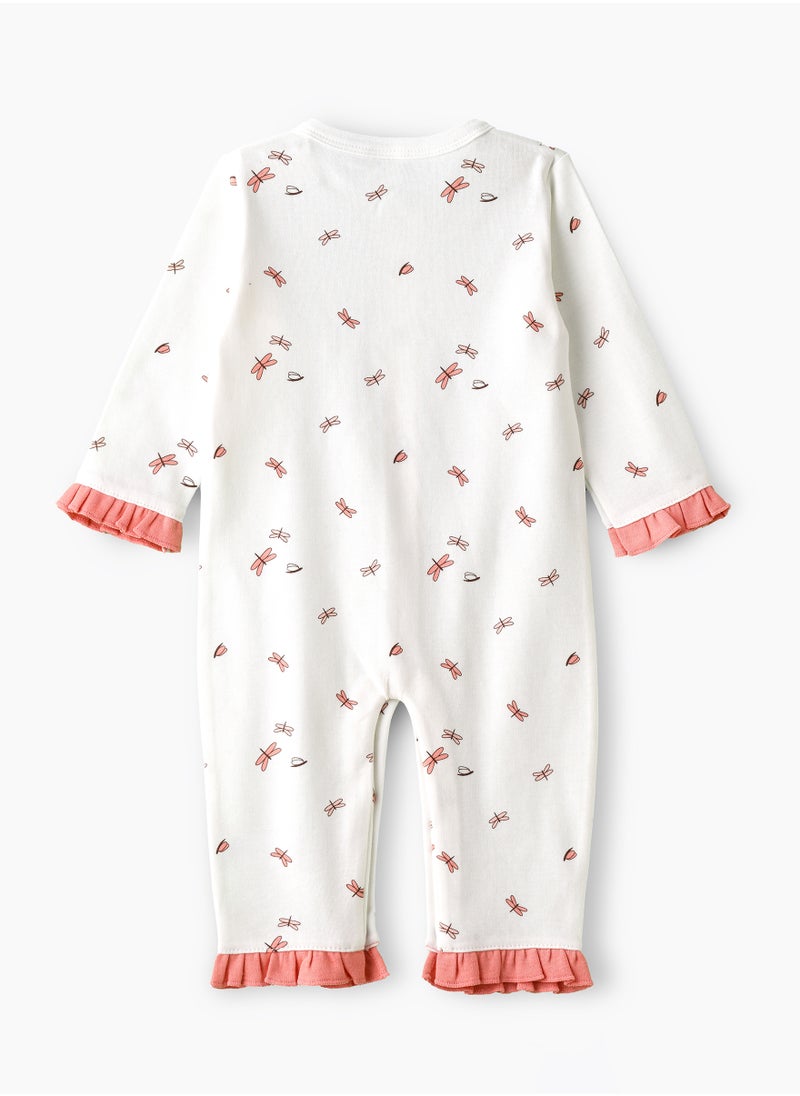 Tiny Hug Girls' Dragonfly Print Long Sleeve Onesie with Ruffle Details  - Image 2