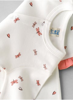 Tiny Hug Girls' Dragonfly Print Long Sleeve Onesie with Ruffle Details  - Image 4