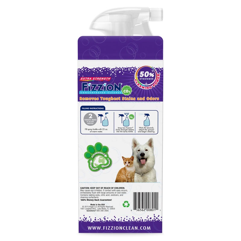 Fizzion Extra Strength Pet Stain and Odor Remover 23 Ounce Empty Spray Bottle with 2 Refills - Image 2