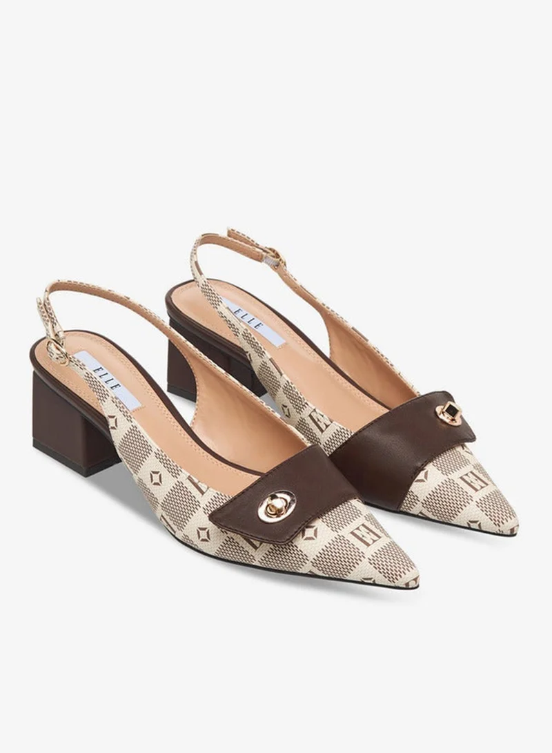 ايل أحذية نسائية بطبعات دامير مونوجرام وكعب عريض