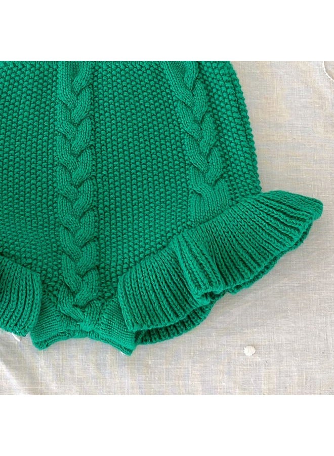 Ashmyova Baby Girls Knit Ruffles Shorts Toddler Bloomers Sweater Shorts, Green, 3-4 Years - Image 3