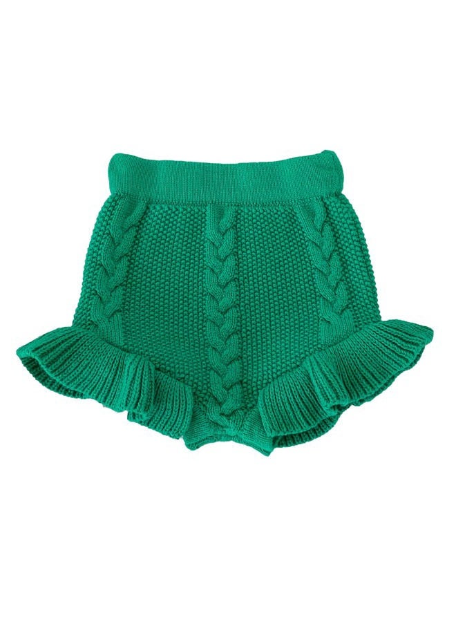 Ashmyova Baby Girls Knit Ruffles Shorts Toddler Bloomers Sweater Shorts, Green, 3-4 Years - Image 1