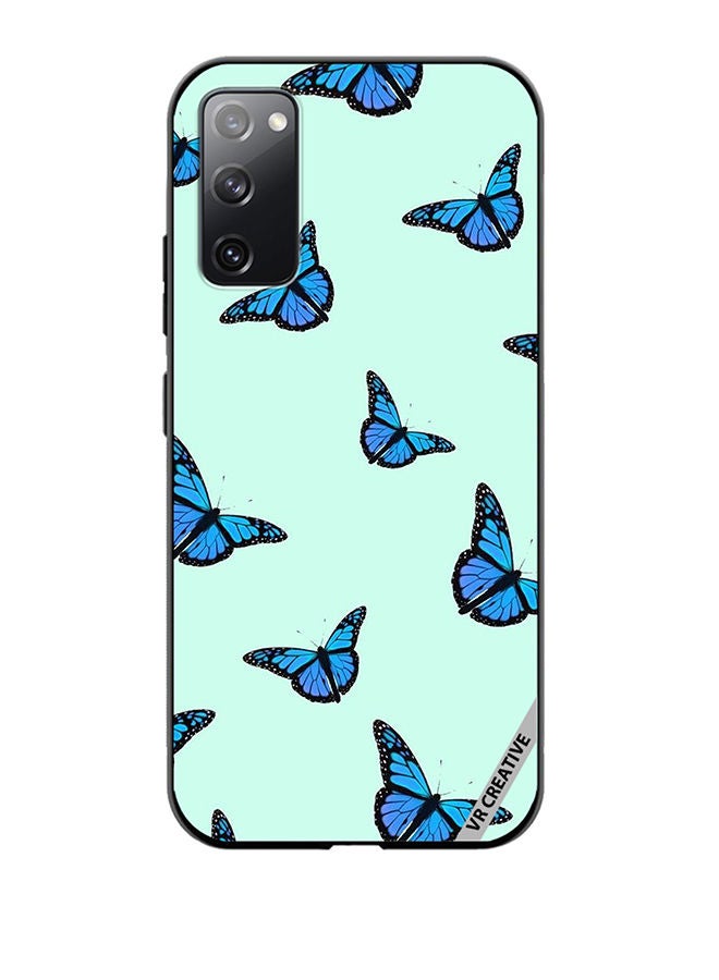 VR CREATIVE Protective Case Cover For Samsung Galaxy S20 FE 5G Blue Butterfly Flies Design Multicolour - Image 1