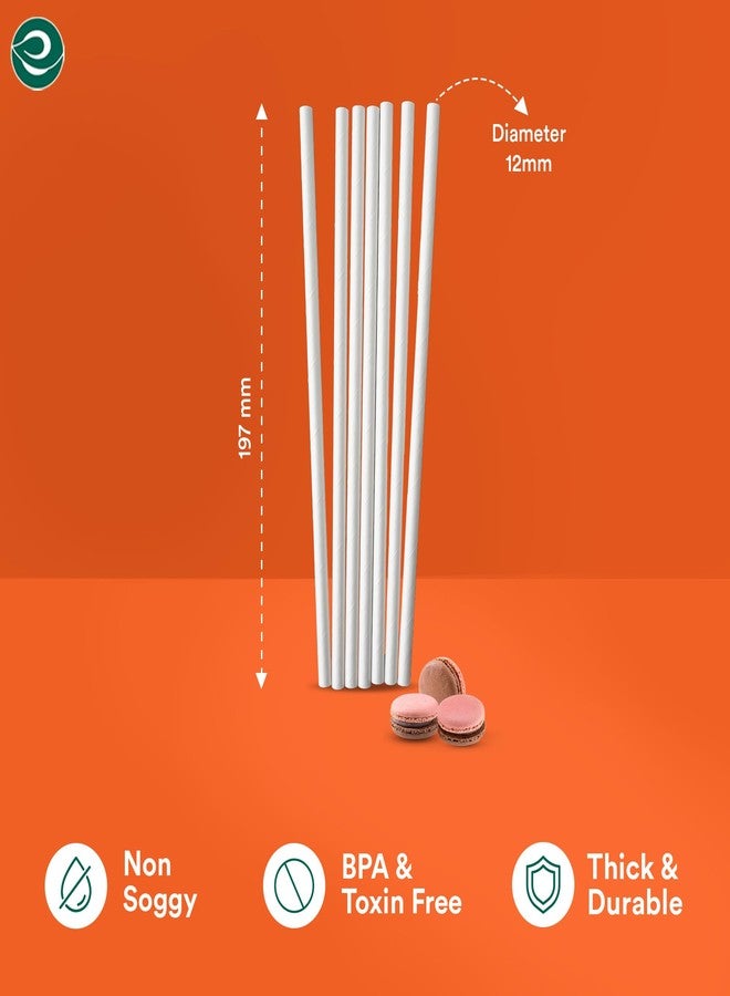 ECO SOUL [12 mm, 100 Count] Biodegradable Paper Straws | Eco-Friendly Compostable Sustainable Disposable Drinking Straws | Cocktail Cold Drink Juice Non-Bendable White Straws (Extra Wide) - Image 2