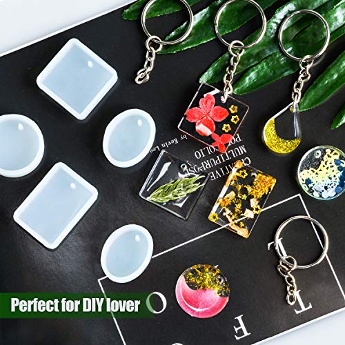 QUEENTI Silicone Resin Molds, 20 Pcs Silicone Molds for Resin Jewelry Casting Molds with Keychain Rings for DIY Craft Jewelry Making - Image 5