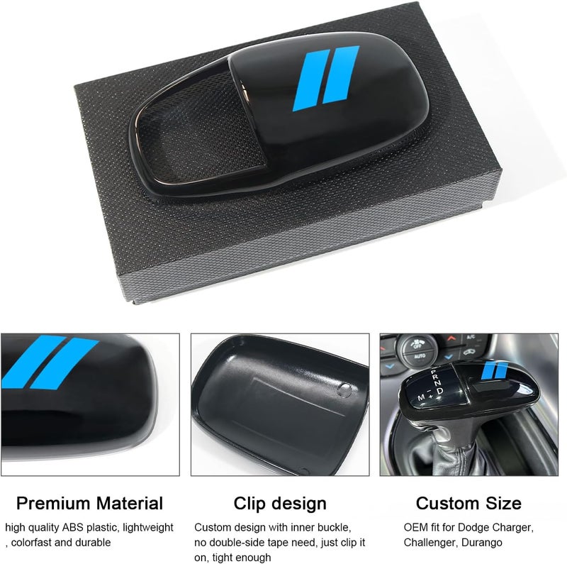 REMOCH Gear Shift Knob Head Cover for Dodge Charger, Challenger, and Durango (2015-2026) - Blue Trim - Image 4