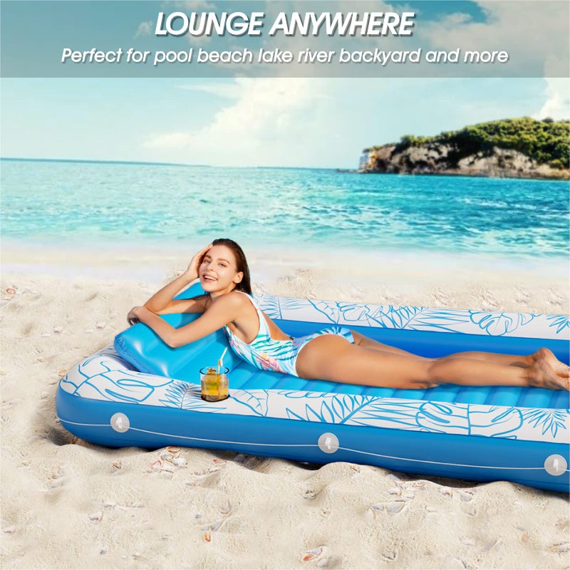Jasonwell Inflatable Tanning Pool Lounger Float - Jasonwell 4 in 1 Sun Tan Tub Sunbathing Pool Lounge Raft Floatie Toys Water Filled Tanning Bed Mat Pad for Adult Blow Up Kiddie Pool Kids Ball Pit Pool (L) - Image 4