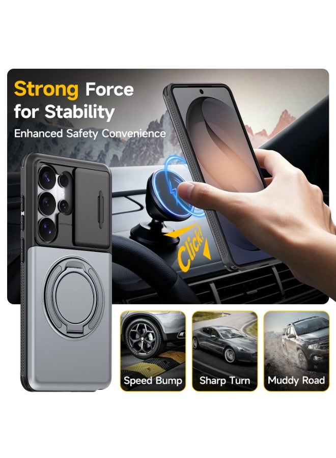 Multifunctional Case for Samsung S23/S24/S25/S26 Ultra with Slide Camera Cover, Magnetic Stand & Card Slot, Shockproof Phone Cover - Image 2