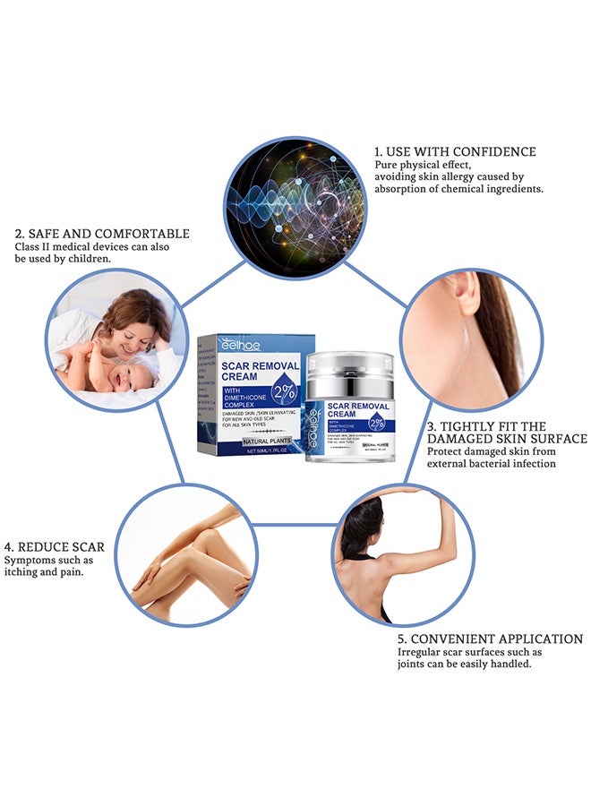 إيلهو كريم إزالة الندوب بمركب ديميثيكون 2% تأثير سريع للندوب الجديدة والقديمة الناتجة عن الحمل والحروق وندوب العمليات لإصلاح الجلد التالف وتغذية وتفتيح البشرة 50 مل - Image 2