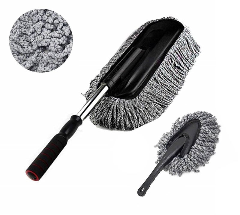 Azaria Microfiber Car Duster with Handle for Car Interior Cleaning Brush Mop Duster for Car Cleaning Brush with Handle Wet and Dry Washing Brush Ideal Car Accessories for Exterior (CDCombo) - Image 1